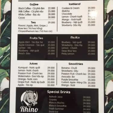 Thực đơn- Rhino Coffee