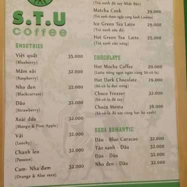 Thực đơn- S.T.U Coffee - Nguyễn Phong Sắc