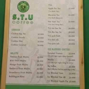 Thực đơn- S.T.U Coffee - Nguyễn Phong Sắc