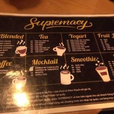Thực đơn- Supremacy Coffee