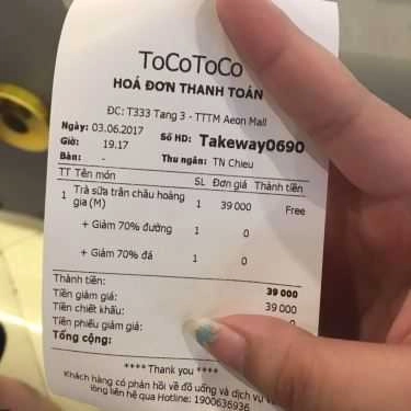 Thực đơn- Cafe Trà Sữa Tocotoco - AEON Mall Long Biên