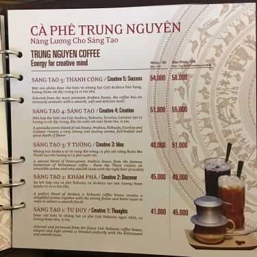 Thực đơn- Trung Nguyên Legend Coffee - Hai Bà Trưng