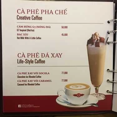 Thực đơn- Trung Nguyên Legend Coffee - Hai Bà Trưng