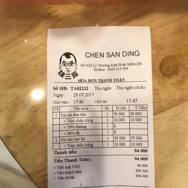 Thực đơn- Cafe Chen San Ding