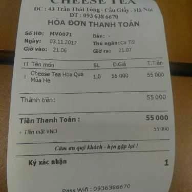 Thực đơn- Cafe Cheese Tea - Trà Sữa Tokyo