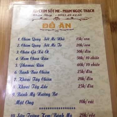 Thực đơn- Ăn vặt Chim Quay & Chim Sốt Me - Phạm Ngọc Thạch
