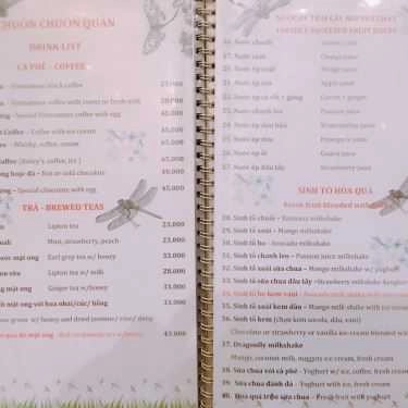 Thực đơn- Chuồn Chuồn Cafe