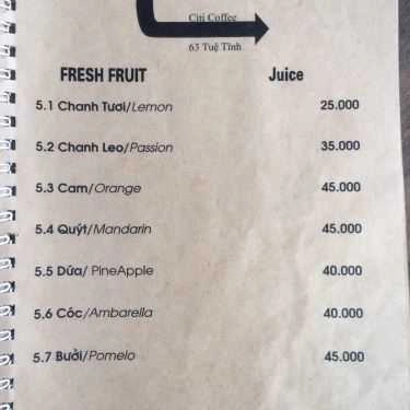 Thực đơn- Citi Coffee