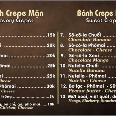 Thực đơn- Ăn vặt Cơ Đốc Quán - Crêpes World