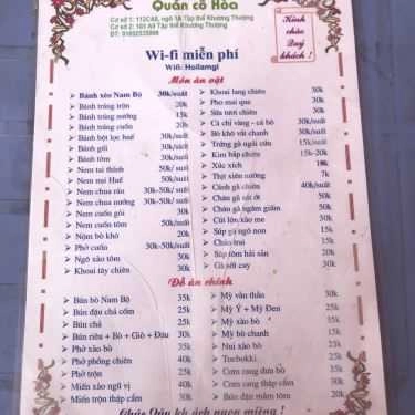 Thực đơn- Cô Hòa - Quán Ăn Vặt