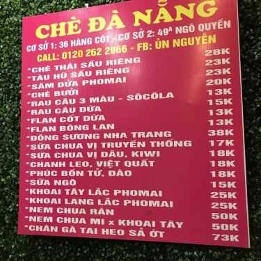Thực đơn- Ăn vặt Cô Liên - Chè Đà Nẵng - Ngô Quyền