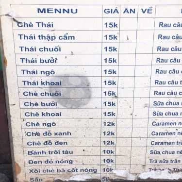 Thực đơn- Ăn vặt Cô Vân - Chè & Bánh Bao