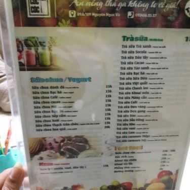 Thực đơn- Ăn vặt Cốc Cốc - Sinh Tố Hoa Quả