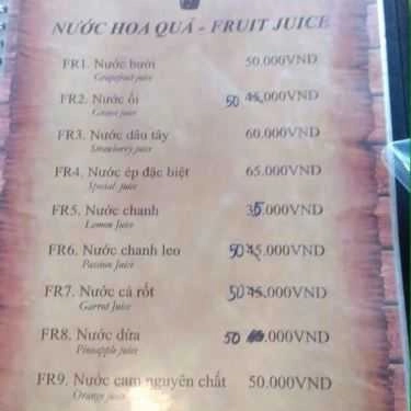 Thực đơn- BeOne Cafe - Trần Huy Liệu