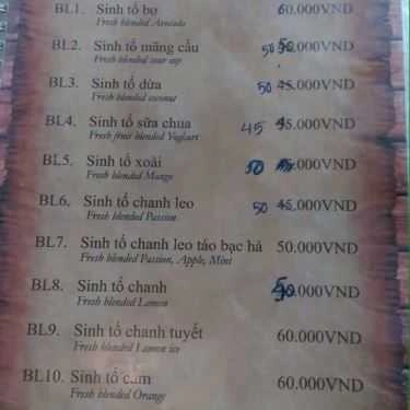 Thực đơn- BeOne Cafe - Trần Huy Liệu