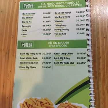 Thực đơn- Coffee House - Lê Văn Hưu