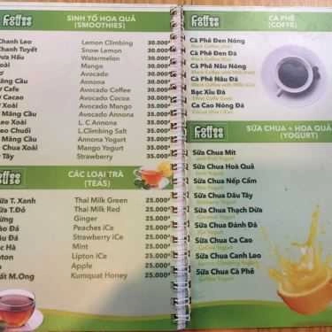 Thực đơn- Coffee House - Lê Văn Hưu