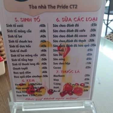 Thực đơn- Việt Coffee - The Pride KĐT An Hưng