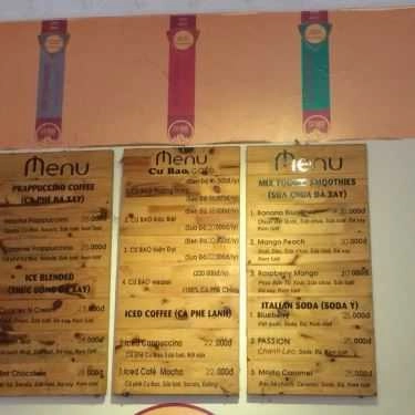 Thực đơn- Cư Bao Coffee - Lý Nam Đế