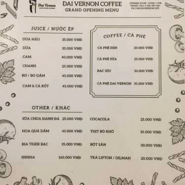 Thực đơn- Dai Vernon - Magic Coffee & Lounge