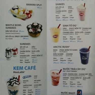 Thực đơn- Cafe Dairy Queen - Vinplaza Bắc Từ Liêm