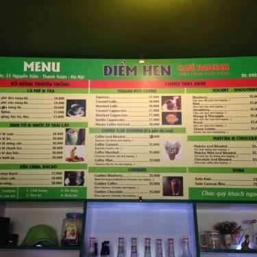 Thực đơn- Đamsan Cafe - Nguyễn Xiển