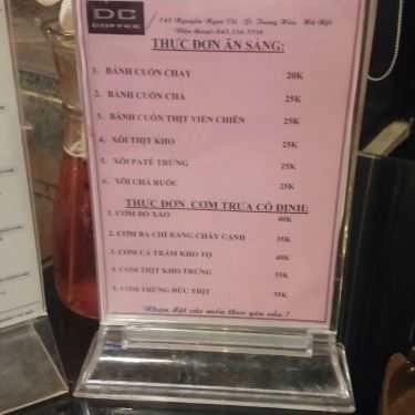 Thực đơn- DC Coffee