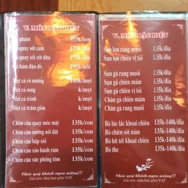 Thực đơn- Quán Nhậu Vua Thỏ Mẹt - Thịt Thỏ, Gà Đồi, Cá Sông & Ba Ba