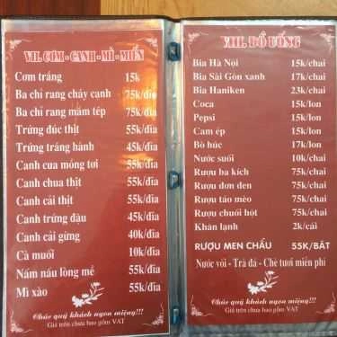 Thực đơn- Quán Nhậu Vua Thỏ Mẹt - Thịt Thỏ, Gà Đồi, Cá Sông & Ba Ba