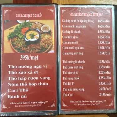 Thực đơn- Quán Nhậu Vua Thỏ Mẹt - Thịt Thỏ, Gà Đồi, Cá Sông & Ba Ba