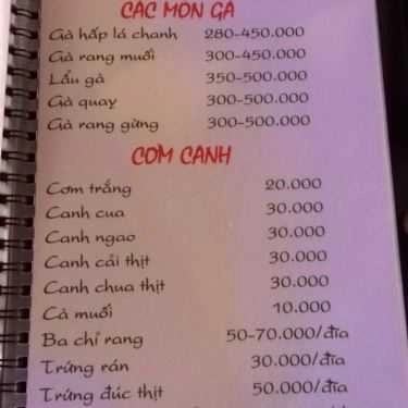 Thực đơn- Quán Nhậu Dê Núi Ninh Bình - Xuân La