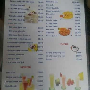 Thực đơn- Diệu Linh Cafe - Trà Sữa Trân Châu