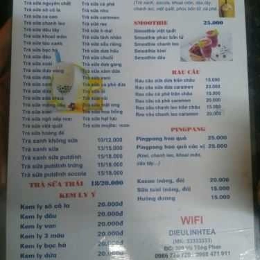 Thực đơn- Diệu Linh Cafe - Trà Sữa Trân Châu