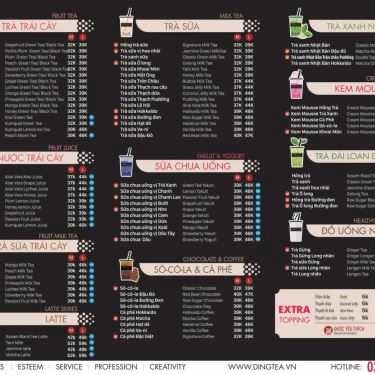 Thực đơn- Cafe Ding Tea - Trạm Trôi
