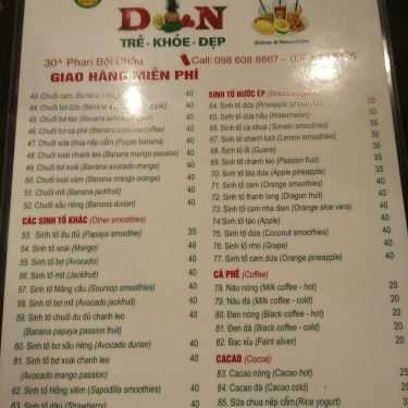 Thực đơn- Cafe DN - Juices & Smoothies