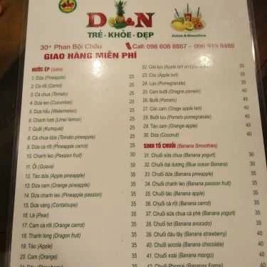 Thực đơn- Cafe DN - Juices & Smoothies