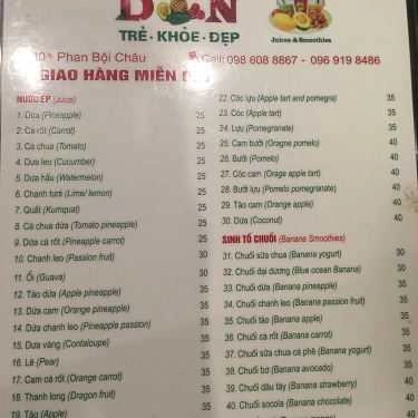 Thực đơn- Cafe DN - Juices & Smoothies