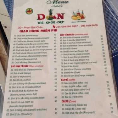 Thực đơn- Cafe DN - Juices & Smoothies