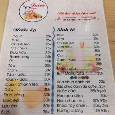 Thực đơn- Cafe ĐT Juice - Nước Ép Trái Cây