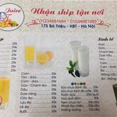 Thực đơn- Cafe ĐT Juice - Nước Ép Trái Cây