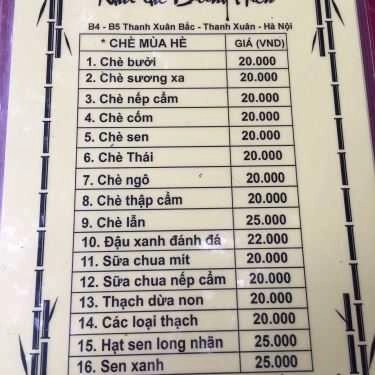 Thực đơn- Ăn vặt Dũng Hiền - Chè Các Loại