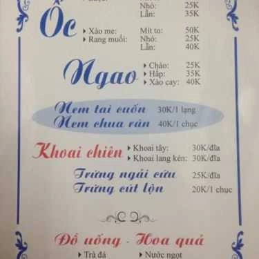 Thực đơn- Dung Ốc - Ăn Vặt Các Loại