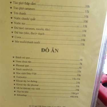 Thực đơn- Edo Coffee Shop - Ngọc Lâm