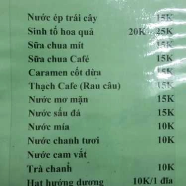 Thực đơn- Cafe Fruit Juice - Khương Trung
