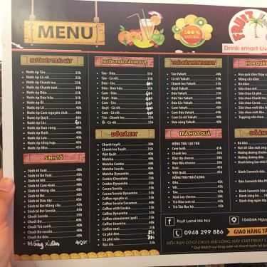 Thực đơn- Cafe Fruit Land - Nước Ép & Trà Hoa Quả