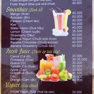 Thực đơn- Cafe Fruit Star - Sinh Tố & Hoa Quả Dầm