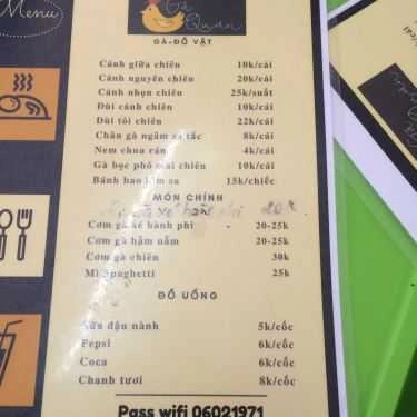 Thực đơn- Ăn vặt Gà Quán - Các Món Về Gà & Đồ Ăn Nhanh
