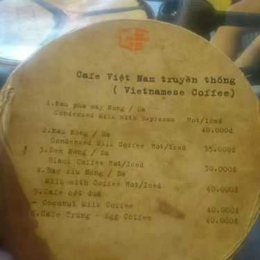 Thực đơn- GaraFun Cafe - Lý Quốc Sư