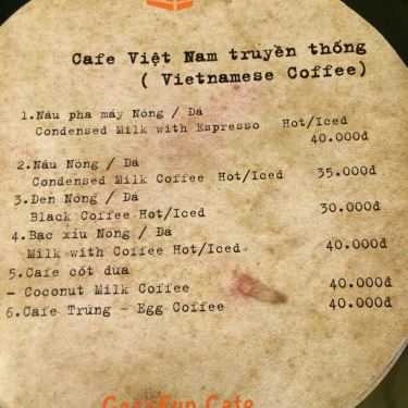 Thực đơn- GaraFun Cafe - Lý Quốc Sư
