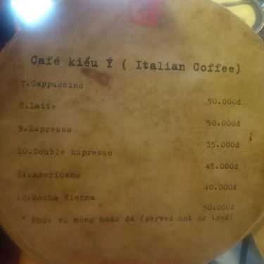 Thực đơn- GaraFun Cafe - Lý Quốc Sư